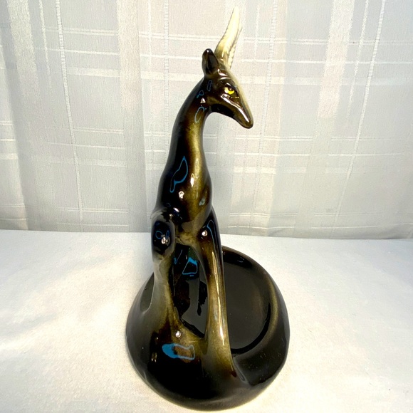 Vintage Gazelle Mid Century Deer Pin tray change caddy California art 6.5" tall - Picture 4 of 11